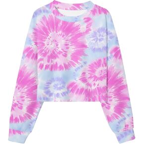Girls Tie Dye Shirts Kids Long Sleeve Crewneck Sweatshirts Colorful Pullover Tops 7-12 Years in Kuwait