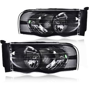 PIT66 Headlights Assembly Front Headlamp Assembly Front Headlamp Compatible with Dodge Ram 1500 2002-2005 /Dodge Ram 2500 3500 2003-2005,Clear lens Chrome Houing Clear Reflector in Kuwait
