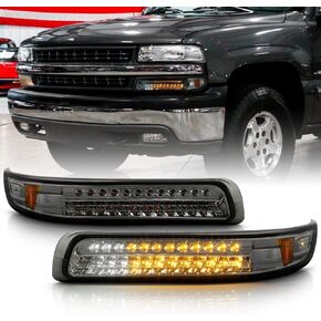 ACANII - For 2000-2006 Chevy Suburban Tahoe 99-02 Silverado Smoked Lens LED Parking Turn Singal Lamps Bumper Lights in Saudi Arabia