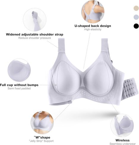 Fittingirls Plus-Size Airflow Comfort Bra Cooling Tech Full Coverage Seamless Padded Design Adjustable All-Purpose Wear in Saudi Arabia