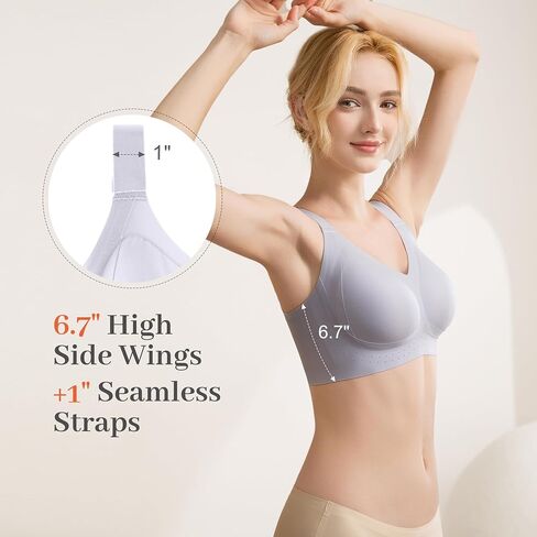 Fittingirls Plus-Size Airflow Comfort Bra Cooling Tech Full Coverage Seamless Padded Design Adjustable All-Purpose Wear in Saudi Arabia