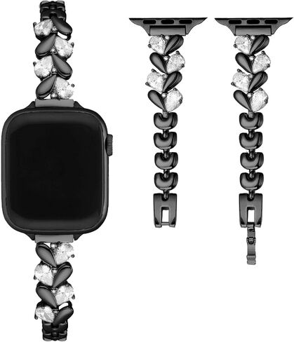 سوار قلب النحاس ، فرقة مشاهدة مجوهرات قلب راينستون القلب ، متوافق مع Apple Watch 38/40/42/44/45/46/49 مم ، سوار ضئيل للأزياء in Saudi Arabia