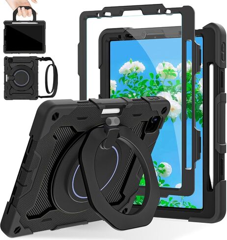 ROISKIN for iPad Pro 12.9 -Inch Case (6th, 5th, 4th & 3rd Gen)with HD Screen Protector, 360 Stand, Handle, Pencil Holder,Shoulder Strap[15ft Drop Protection]Rugged Bulky Full Body 12.9 iPad Pro Case in Saudi Arabia