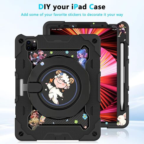 ROISKIN for iPad Pro 12.9 -Inch Case (6th, 5th, 4th & 3rd Gen)with HD Screen Protector, 360 Stand, Handle, Pencil Holder,Shoulder Strap[15ft Drop Protection]Rugged Bulky Full Body 12.9 iPad Pro Case in Saudi Arabia