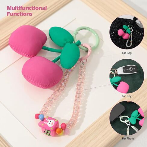 Philomena keychain سوار معصمه المفتاح حلقة الكرز السلاسل سحر زخرفة الهاتف لمحفظة حقيبة اليد فتاة in Kuwait