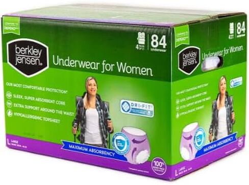 Berkley Jensen Incontinence and Post Partum Underwear for Women, Size Large, 84 ct. in Kuwait