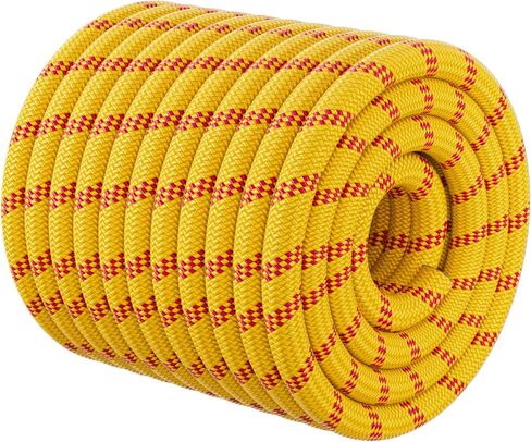 Double Braided Arborist Rigging Rope - 1/2 in X 150 ft 48 Strands Outdoor Pulling Heavy Duty Polyester Bull Rope for Swing Tree Work Camping Rescue Hiking Logging - Orange in Kuwait