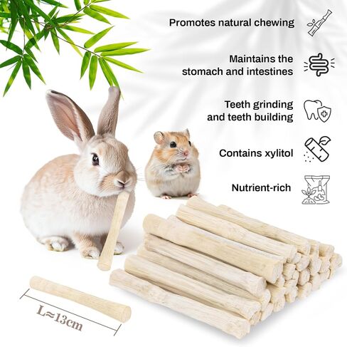 Sukh 240g Sweet Bamboo Chew-Sticks - Natural Rabbit Bamboo Sticks Small Animal Chew Sticks Sweet Bamboo Chew Toy Bunny Molar Treats Atural Teeth Grinding Toys for Squirrel Guinea Pigs Chinchilla in Saudi Arabia
