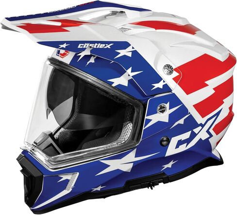 Castle X CX200 Liberty Dual Sport Helmet باللون الأحمر/الأبيض/الأزرق ، الحجم x-large in Kuwait