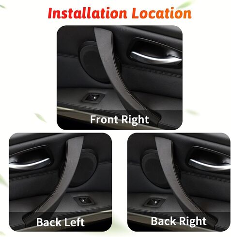 6pcs/مجموعة داخلية داخلية داخل الباب سحب مقبض مقبض لزجة ل BMW 3 سلسلة E90/E91/E92/E93 320 325 328 335 330 M3 (2004-2011) جانب الراكب الأيسر واليمين (أسود) in Kuwait