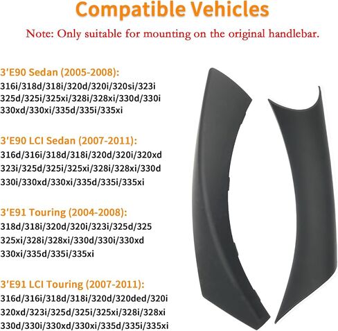 6pcs/مجموعة داخلية داخلية داخل الباب سحب مقبض مقبض لزجة ل BMW 3 سلسلة E90/E91/E92/E93 320 325 328 335 330 M3 (2004-2011) جانب الراكب الأيسر واليمين (أسود) in Kuwait