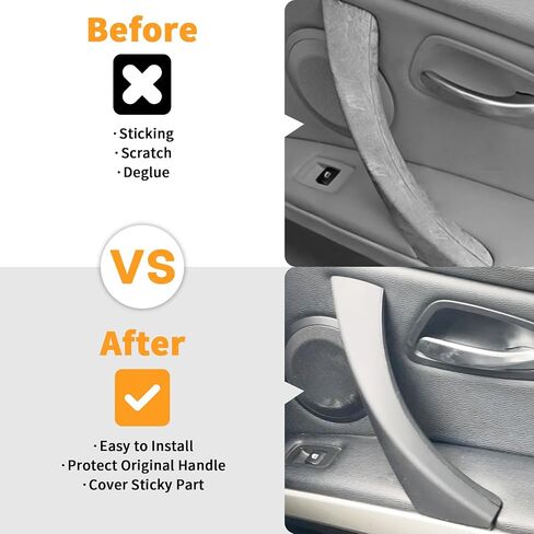 6pcs/مجموعة داخلية داخلية داخل الباب سحب مقبض مقبض لزجة ل BMW 3 سلسلة E90/E91/E92/E93 320 325 328 335 330 M3 (2004-2011) جانب الراكب الأيسر واليمين (أسود) in Kuwait