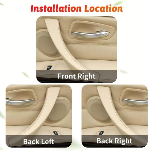 6pcs/مجموعة داخلية داخلية داخل الباب سحب مقبض مقبض لزجة ل BMW 3 سلسلة E90/E91/E92/E93 320 325 328 335 330 M3 (2004-2011) جانب الراكب الأيسر واليمين (أسود) in Saudi Arabia