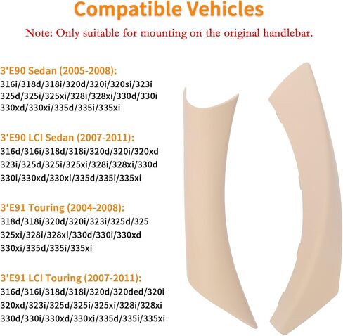 6pcs/مجموعة داخلية داخلية داخل الباب سحب مقبض مقبض لزجة ل BMW 3 سلسلة E90/E91/E92/E93 320 325 328 335 330 M3 (2004-2011) جانب الراكب الأيسر واليمين (أسود) in Saudi Arabia