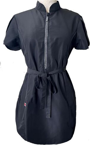 Ladybird Line 214 Classic Black Long Length Scrub Tunic Rhinestone Half Stipper Front Writh and Bleach Resistant in Kuwait