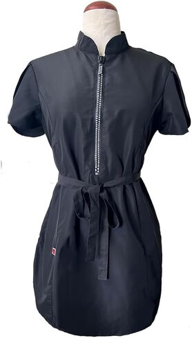 Ladybird Line 214 Classic Black Long Length Scrub Tunic Rhinestone Half Stipper Front Writh and Bleach Resistant in Kuwait