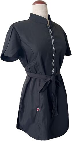 Ladybird Line 214 Classic Black Long Length Scrub Tunic Rhinestone Half Stipper Front Writh and Bleach Resistant in Kuwait
