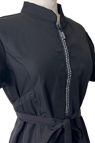 Ladybird Line 214 Classic Black Long Length Scrub Tunic Rhinestone Half Stipper Front Writh and Bleach Resistant in Kuwait