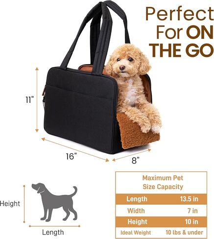 Dog Purse Carrier for Small Dogs – Cotton Padded Interior, Multiple Pockets, Breathable Mesh & Comfortable Strap – Durable Polyester Travel Bag, Lightweight Cat Carrier - Versatile Small Pet Bag in Saudi Arabia