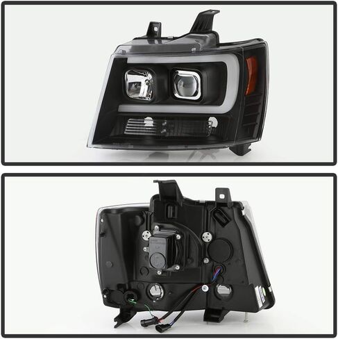 Acanii - لـ [الطبعة السوداء] 2007-2014 Chevy Suburban Tahoe Avalanche LED DRL Projector المصابيح الأمامية الأيمن اليسار+اليمين in Saudi Arabia