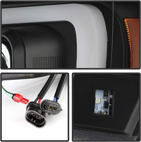 Acanii - لـ [الطبعة السوداء] 2007-2014 Chevy Suburban Tahoe Avalanche LED DRL Projector المصابيح الأمامية الأيمن اليسار+اليمين in Saudi Arabia