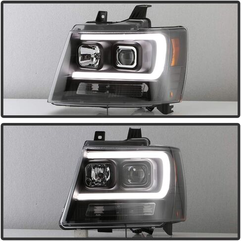 Acanii - لـ [الطبعة السوداء] 2007-2014 Chevy Suburban Tahoe Avalanche LED DRL Projector المصابيح الأمامية الأيمن اليسار+اليمين in Saudi Arabia