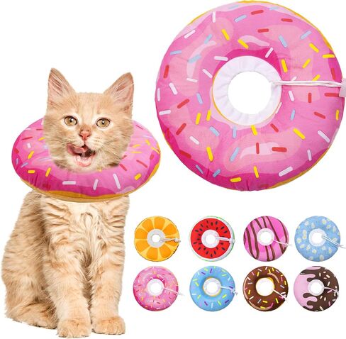 Seyezo Cat Cone Collar Soft, Adjustable Cat Recovery Collars Spay Cones to Stop Licking, Cute Donut E Collar After Surgery, Anti-Lick Recovery Elizabethan Collar for Kittens (Donut Pink, Small) in Saudi Arabia
