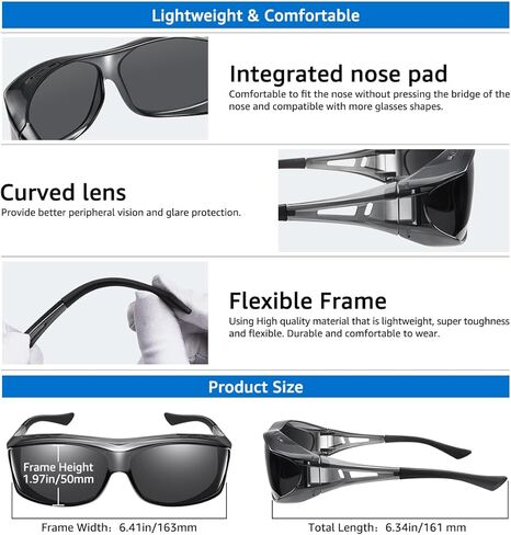 النظارات الشمسية المستقطبة تلبس فوق النظارات الناتجة للرجال الرياضة القيادة والصيد UV400 الحماية in Kuwait