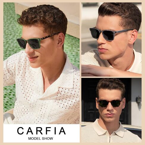 CARFIA Retro Men's Sunglasses Womens Polarized Classic Acetate Square UV400 Protection Driving Glasses in Saudi Arabia