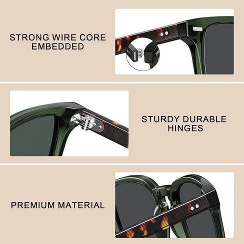 CARFIA Retro Men's Sunglasses Womens Polarized Classic Acetate Square UV400 Protection Driving Glasses in Saudi Arabia