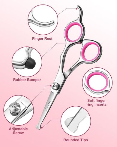 6-in-1 Dog Grooming Scissors - Professional Stainless Steel Hair Cutting Kit with Safety Rounded Tips, Ergonomic Soft-Grip Handles for Small & Large Dogs, Cats in Saudi Arabia