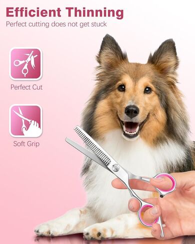 6-in-1 Dog Grooming Scissors - Professional Stainless Steel Hair Cutting Kit with Safety Rounded Tips, Ergonomic Soft-Grip Handles for Small & Large Dogs, Cats in Saudi Arabia