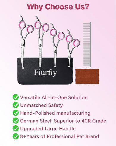 6-in-1 Dog Grooming Scissors - Professional Stainless Steel Hair Cutting Kit with Safety Rounded Tips, Ergonomic Soft-Grip Handles for Small & Large Dogs, Cats in Saudi Arabia