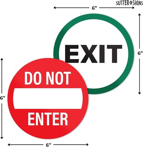 2pk Caution Automatic Door Stickers | Double Sided Signs for Sliding Glass Doors | Weatherproof Vinyl Safety Screen Door Decals, 6" Diameter in Kuwait