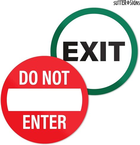 2pk Caution Automatic Door Stickers | Double Sided Signs for Sliding Glass Doors | Weatherproof Vinyl Safety Screen Door Decals, 6" Diameter in Kuwait