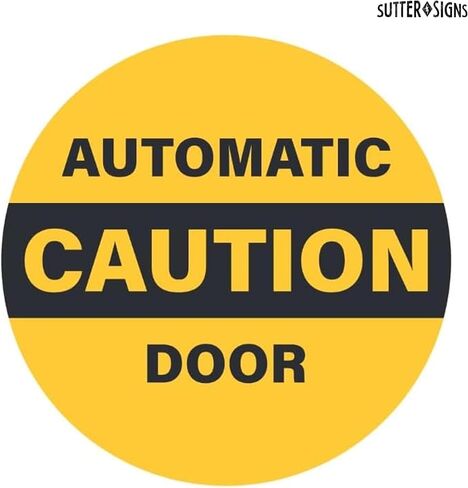 2pk Caution Automatic Door Stickers | Double Sided Signs for Sliding Glass Doors | Weatherproof Vinyl Safety Screen Door Decals, 6" Diameter in Kuwait