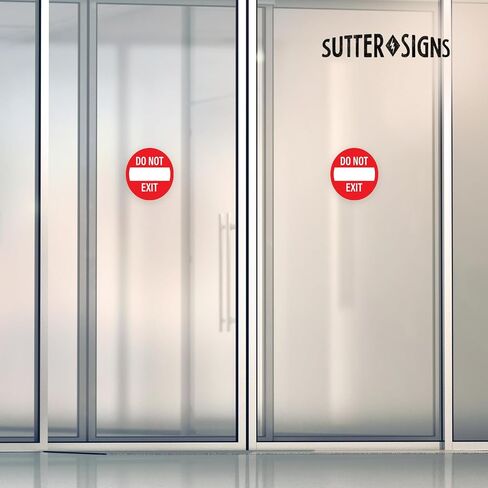 2pk Caution Automatic Door Stickers | Double Sided Signs for Sliding Glass Doors | Weatherproof Vinyl Safety Screen Door Decals, 6" Diameter in Kuwait