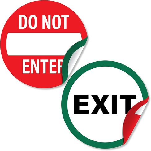 2pk Caution Automatic Door Stickers | Double Sided Signs for Sliding Glass Doors | Weatherproof Vinyl Safety Screen Door Decals, 6" Diameter in Kuwait
