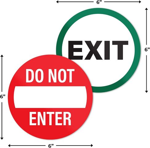 2pk Caution Automatic Door Stickers | Double Sided Signs for Sliding Glass Doors | Weatherproof Vinyl Safety Screen Door Decals, 6" Diameter in Kuwait