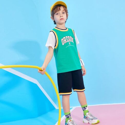 Boys' Active Shorts Set - 2 Piece Short Sleeve T-Shirt and Shorts - Summer Clothing Set for Boys 4-13Y in Saudi Arabia