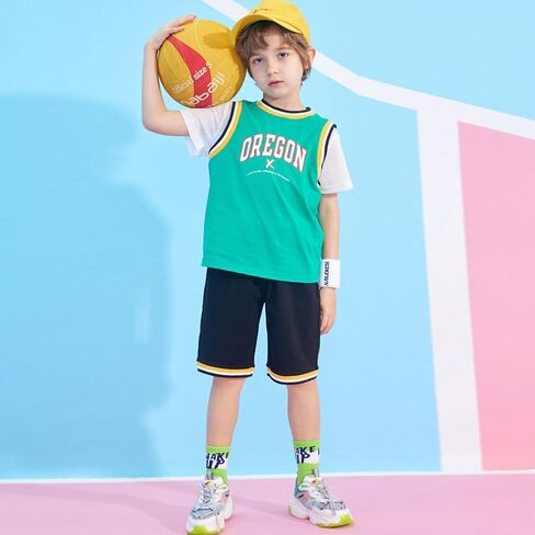 Boys' Active Shorts Set - 2 Piece Short Sleeve T-Shirt and Shorts - Summer Clothing Set for Boys 4-13Y in Saudi Arabia