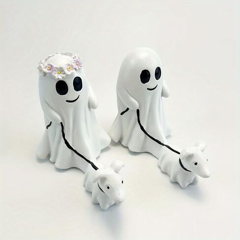 Halloween Ghost Walking Dog Statue,Give gift to your children, your friends，Ghost Walking Dog Statue,Spooky Ghost Dog Halloween Figurine,Decor Halloween Home Tabletop Decorations (Boy, 2.7'') (boy) in Saudi Arabia
