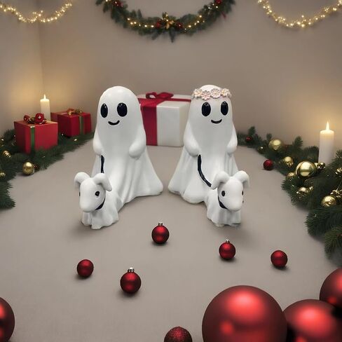 Halloween Ghost Walking Dog Statue,Give gift to your children, your friends，Ghost Walking Dog Statue,Spooky Ghost Dog Halloween Figurine,Decor Halloween Home Tabletop Decorations (Boy, 2.7'') (boy) in Saudi Arabia