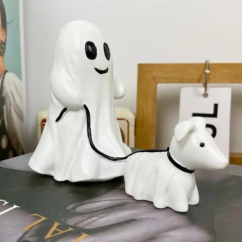 Halloween Ghost Walking Dog Statue,Give gift to your children, your friends，Ghost Walking Dog Statue,Spooky Ghost Dog Halloween Figurine,Decor Halloween Home Tabletop Decorations (Boy, 2.7'') (boy) in Saudi Arabia