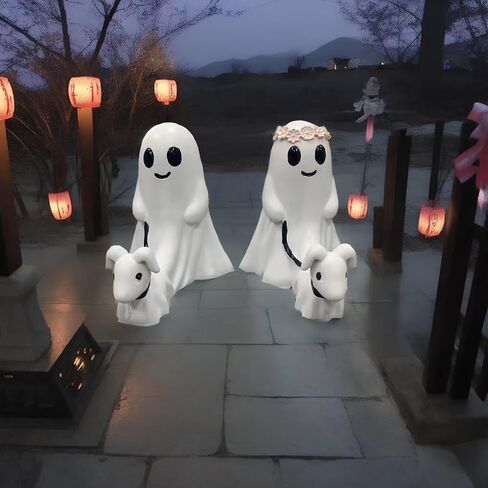Halloween Ghost Walking Dog Statue,Give gift to your children, your friends，Ghost Walking Dog Statue,Spooky Ghost Dog Halloween Figurine,Decor Halloween Home Tabletop Decorations (Boy, 2.7'') (boy) in Saudi Arabia