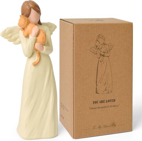 Cat Memorial Gifts for Loss of Sympathy Gift, Angel Orange Cat Figurines Angels Statue for Lovers in Memory of Passing Away (Orange Cat) in Saudi Arabia