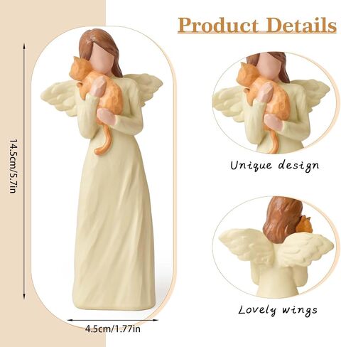 Cat Memorial Gifts for Loss of Sympathy Gift, Angel Orange Cat Figurines Angels Statue for Lovers in Memory of Passing Away (Orange Cat) in Saudi Arabia