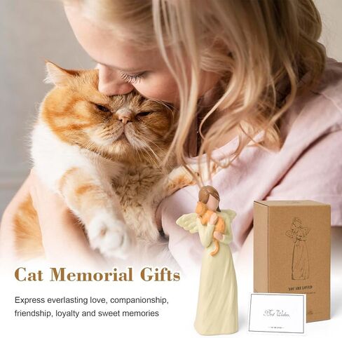 Cat Memorial Gifts for Loss of Sympathy Gift, Angel Orange Cat Figurines Angels Statue for Lovers in Memory of Passing Away (Orange Cat) in Saudi Arabia