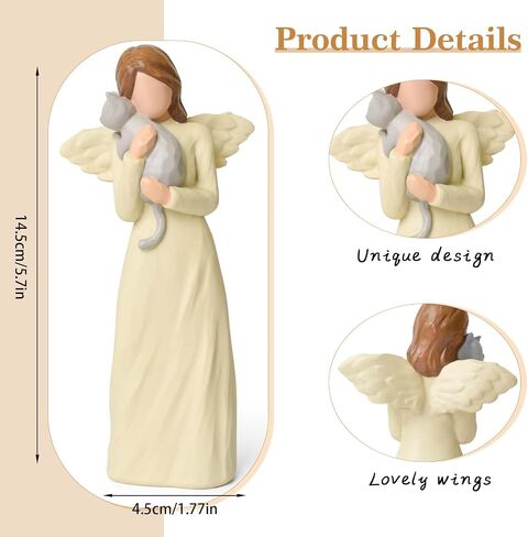Cat Memorial Gifts for Loss of Sympathy Gift, Angel Orange Cat Figurines Angels Statue for Lovers in Memory of Passing Away (Orange Cat) in Saudi Arabia