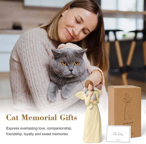 Cat Memorial Gifts for Loss of Sympathy Gift, Angel Orange Cat Figurines Angels Statue for Lovers in Memory of Passing Away (Orange Cat) in Saudi Arabia